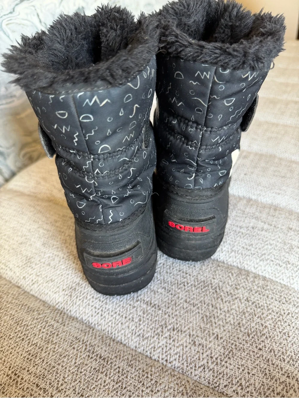 Sorel Kids Black Faux-Fur Cuffed Snow Boots